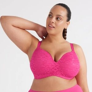 Knix Lace Wing woman contour‎ bra,Shocking Pink,size 6++,32,34G/H